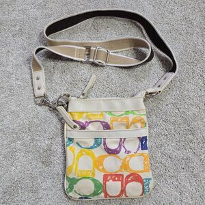 Coach signature multicolored crossbody with adjustable strap